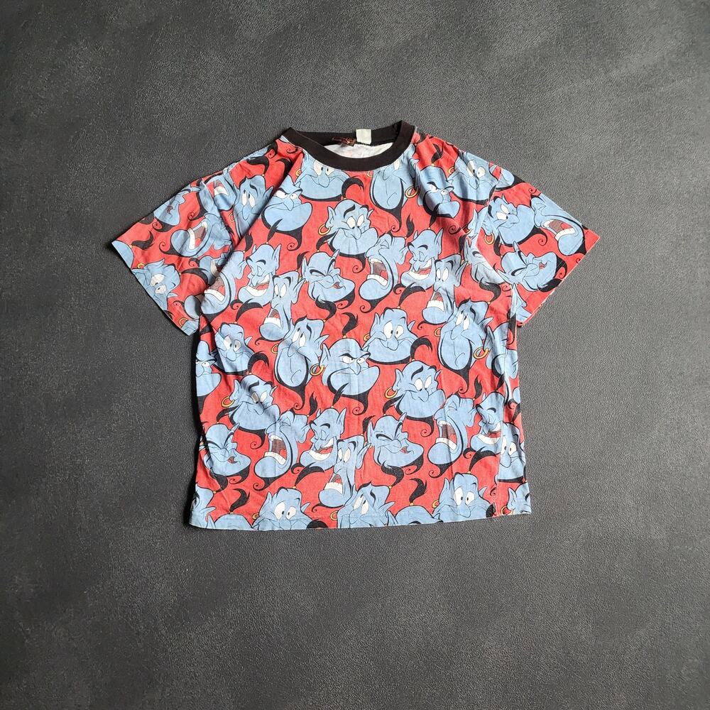 Vintage 90's Disney Aladdin AOP Genie Heads Shirt Medium